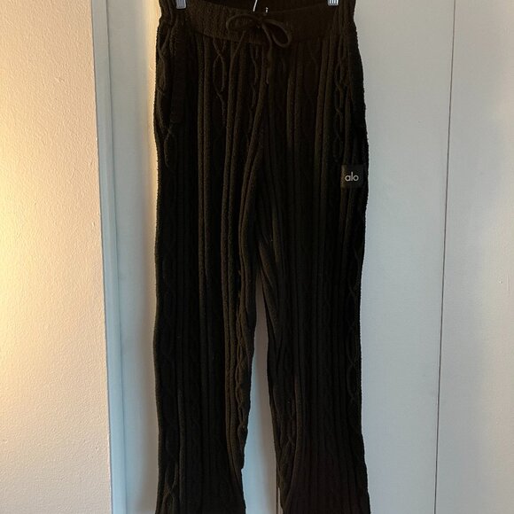 Alo Cable Knit Black Pants - Picture 1 of 4